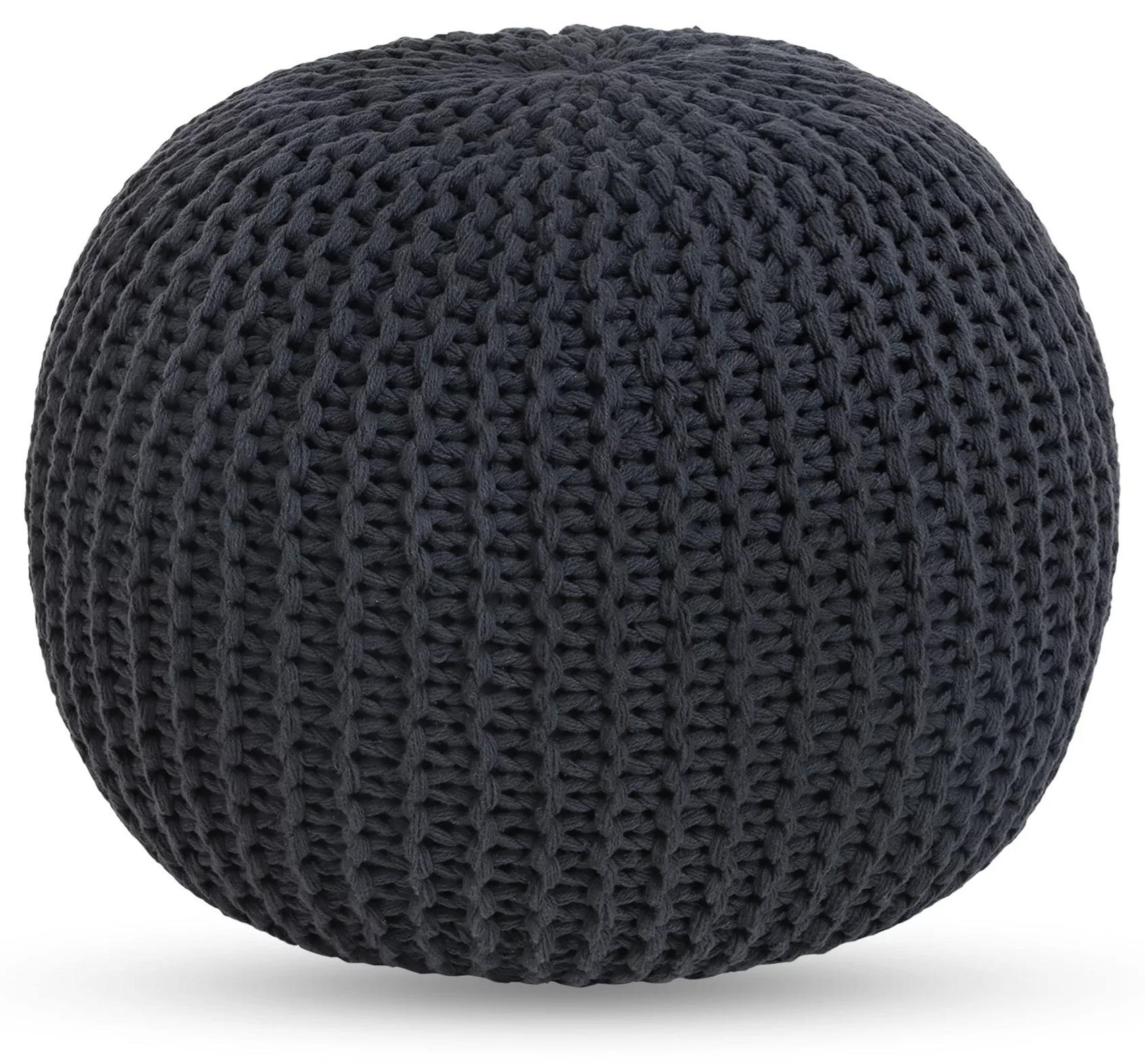 Grey Cotton Knitted Pouf