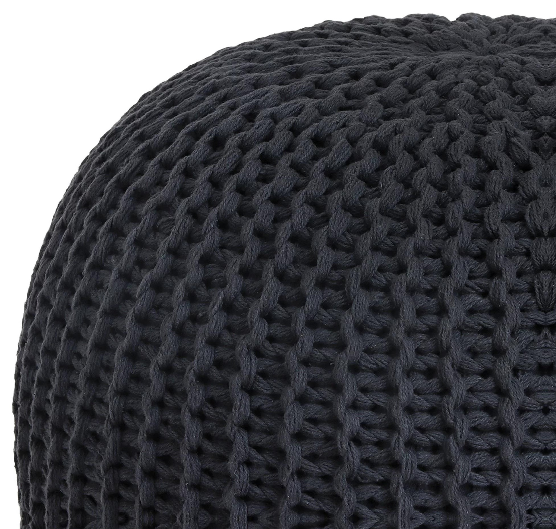 Grey Cotton Knitted Pouf