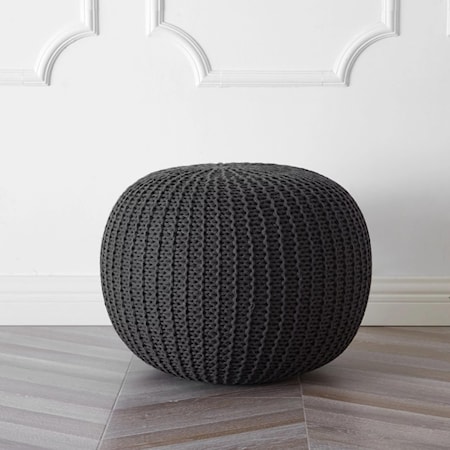 Grey Cotton Knitted Pouf