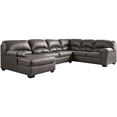 Faux Leather 3-Piece Sectional with Chaise