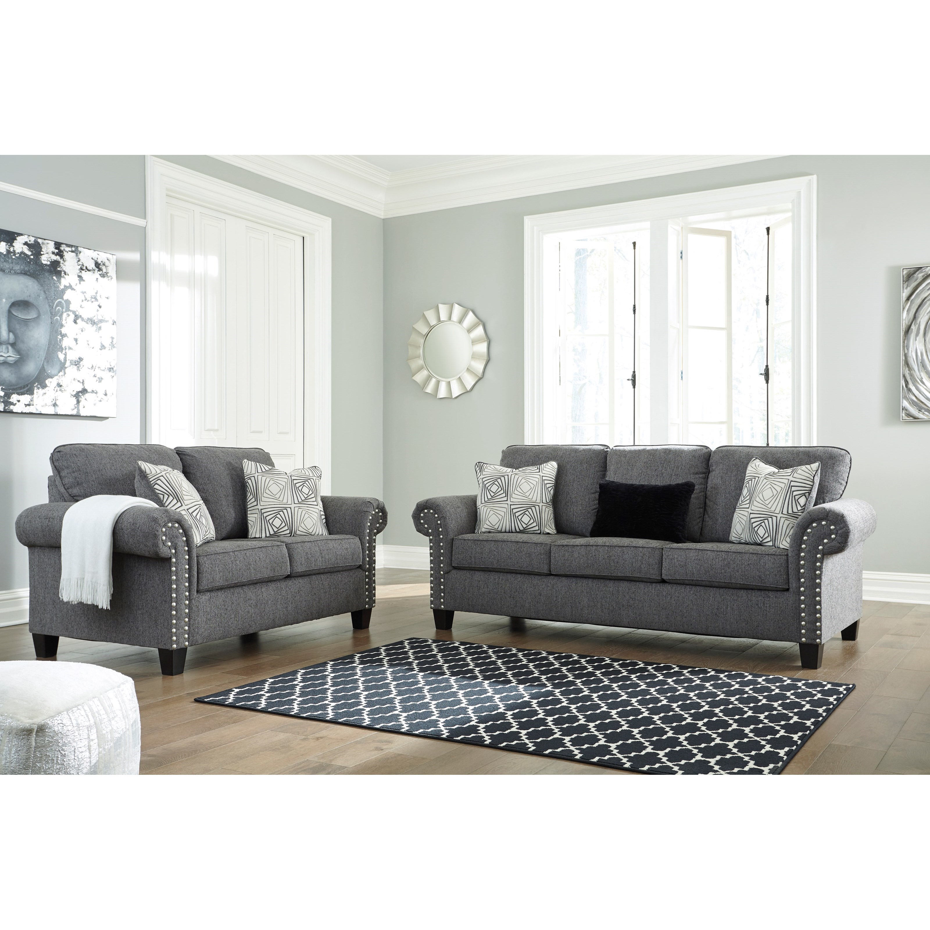 Benchcraft by Ashley Agleno Contemporary Sofa with Nailhead Trim