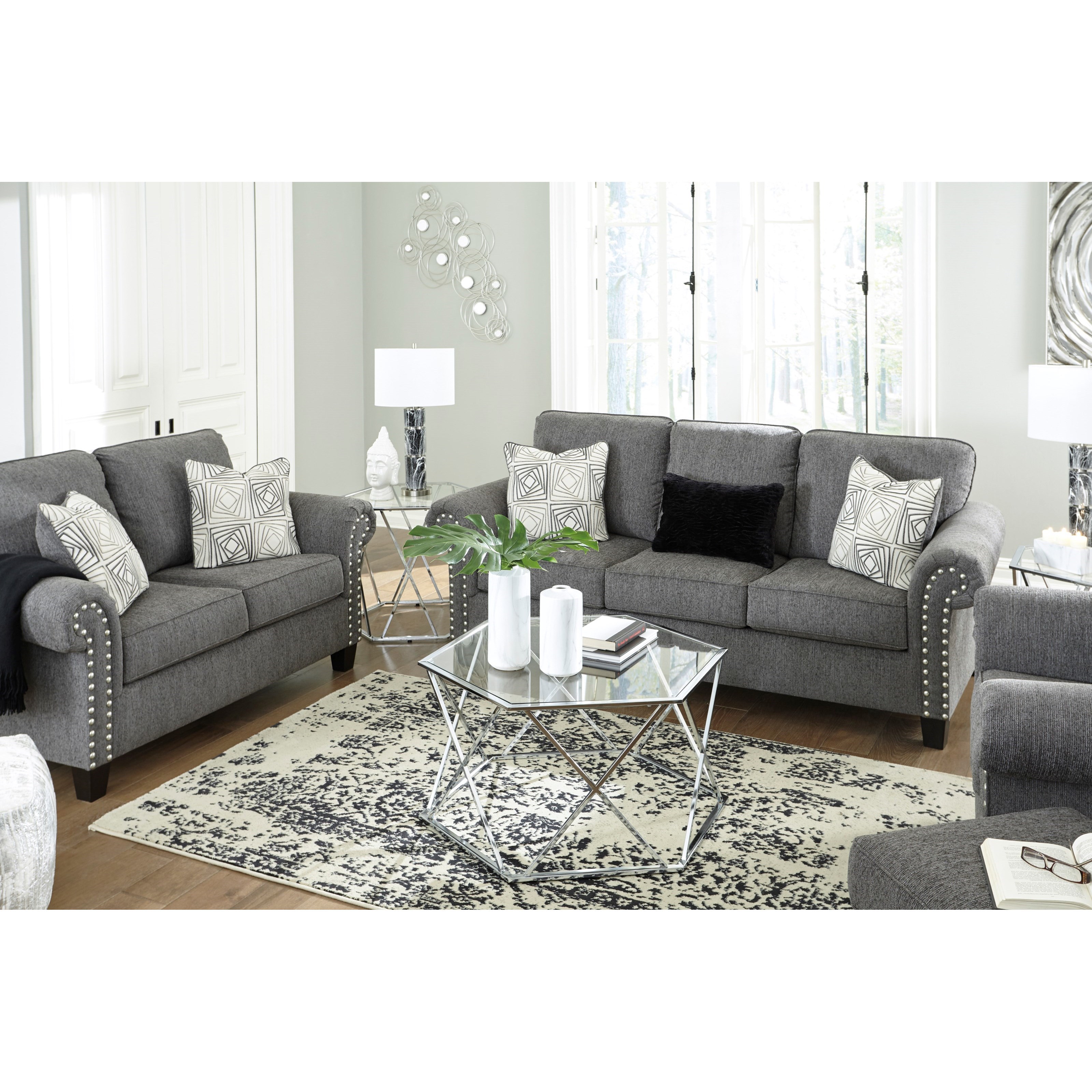Benchcraft by Ashley Agleno Contemporary Sofa with Nailhead Trim