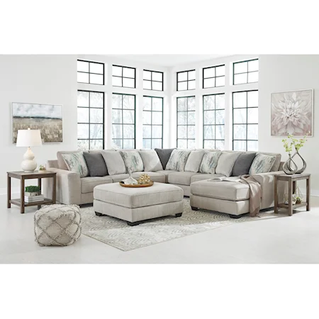 5pc Sectional and ottoman