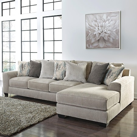 Contemporary 2-Piece Sectional with Right Chaise