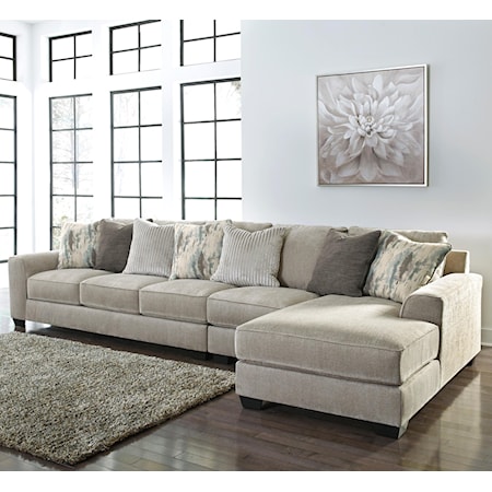 Contemporary 3-Piece Sectional with Right Chaise