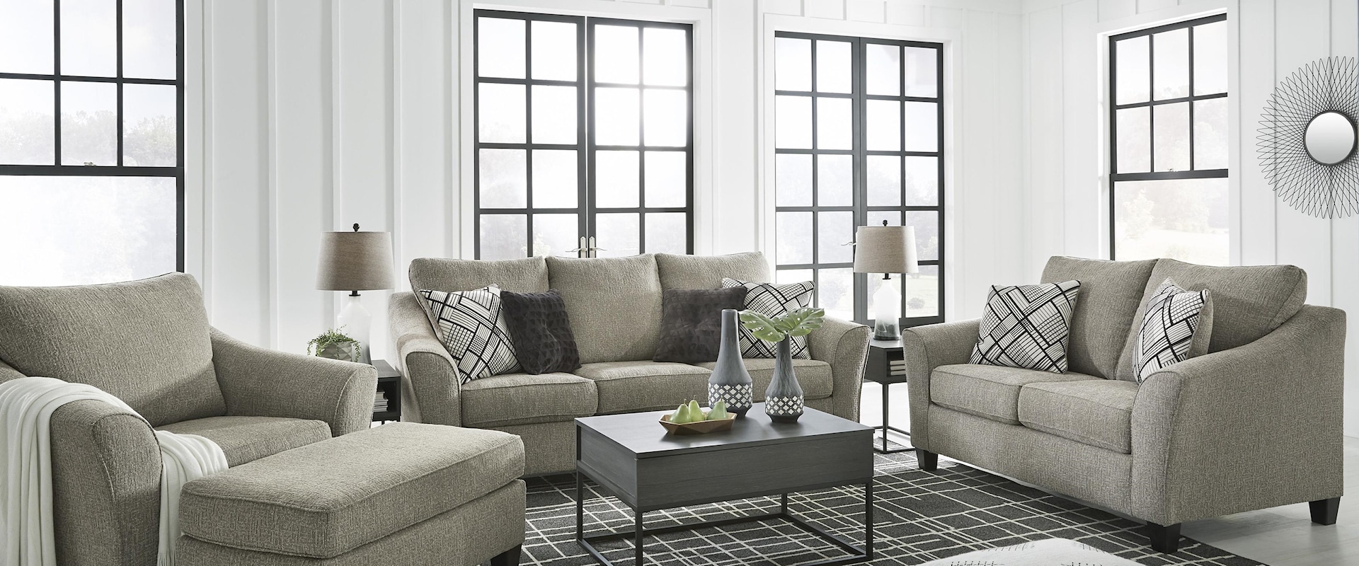 Platinum Sofa, Chair and Ottoman Set
