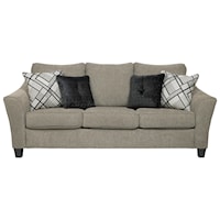 Contemporary Sofa with Flared Arms in Taupe Fabric 
