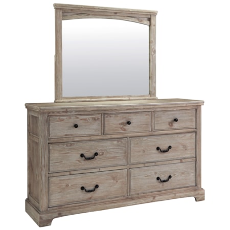 Dresser and Mirror Set