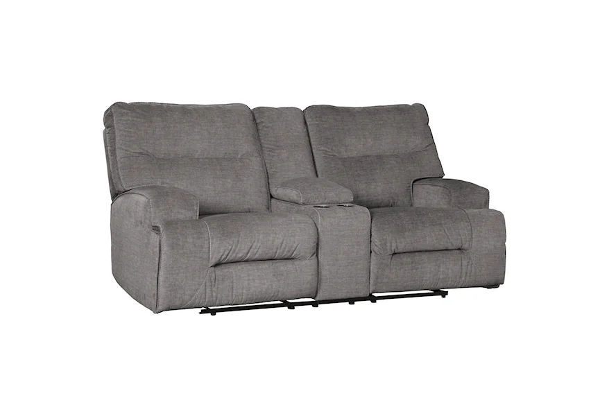 Coombs Double Reclining Loveseat w/ Console by Benchcraft at Sam's Appliance & Furniture
