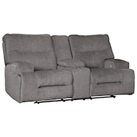 Contemporary Double Reclining Power Loveseat w/ Console and USB Charging