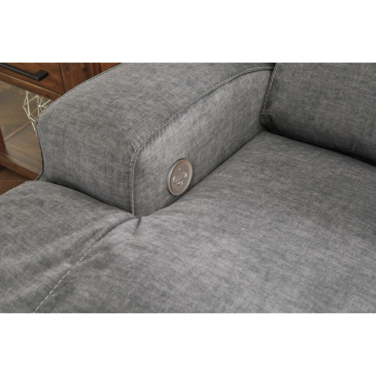 Benchcraft Coombs Double Reclining Power Loveseat w/ Console