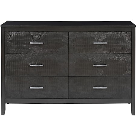 Contemporary 6-Drawer Dresser with Felt-Lined Drawer