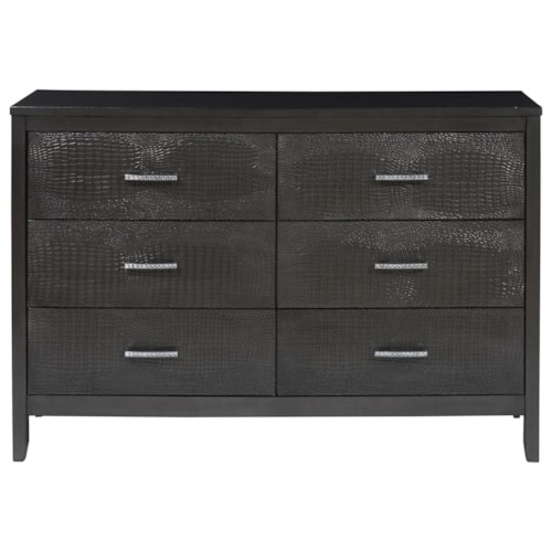 Contemporary 6-Drawer Dresser with Felt-Lined Drawer