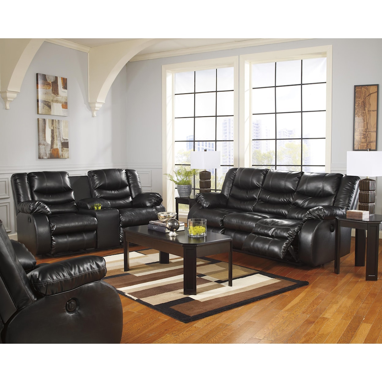 Ashley Furniture Benchcraft Linebacker DuraBlend - Black Power Rocker Recliner