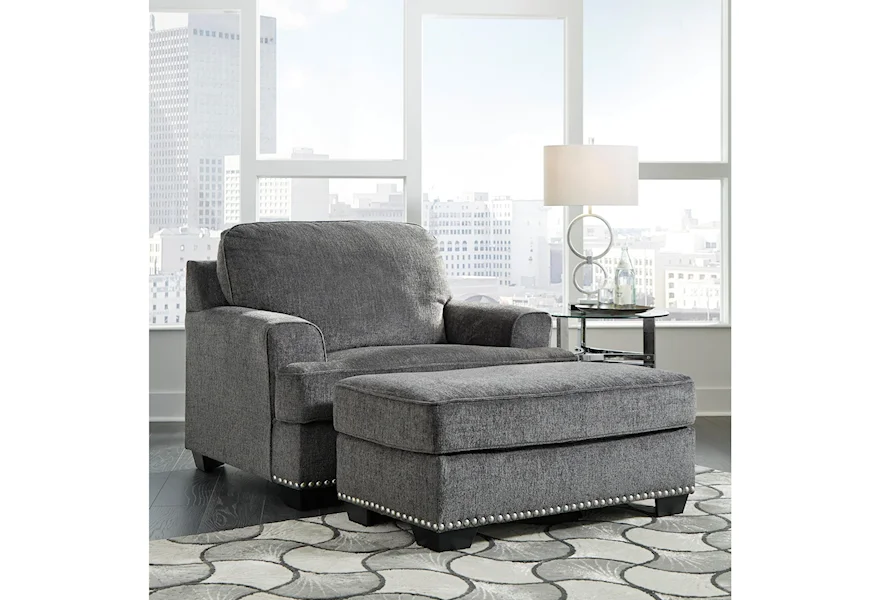 Locklin Chair and a Half with Ottoman by Benchcraft at Beck's Furniture