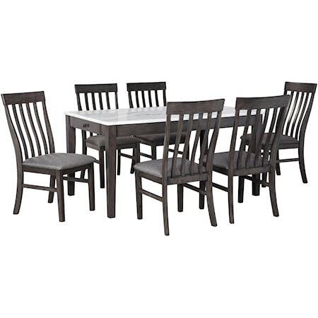 7-Piece Dining Set with Faux Marble Top Dining Table