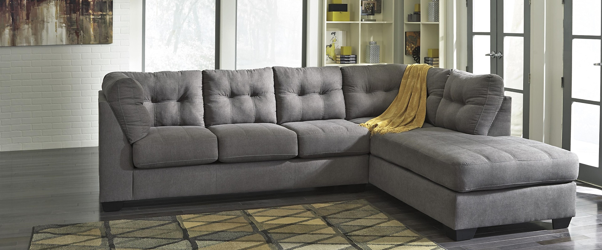 2 Piece Sectional Chaise Sofa and Recliner Set