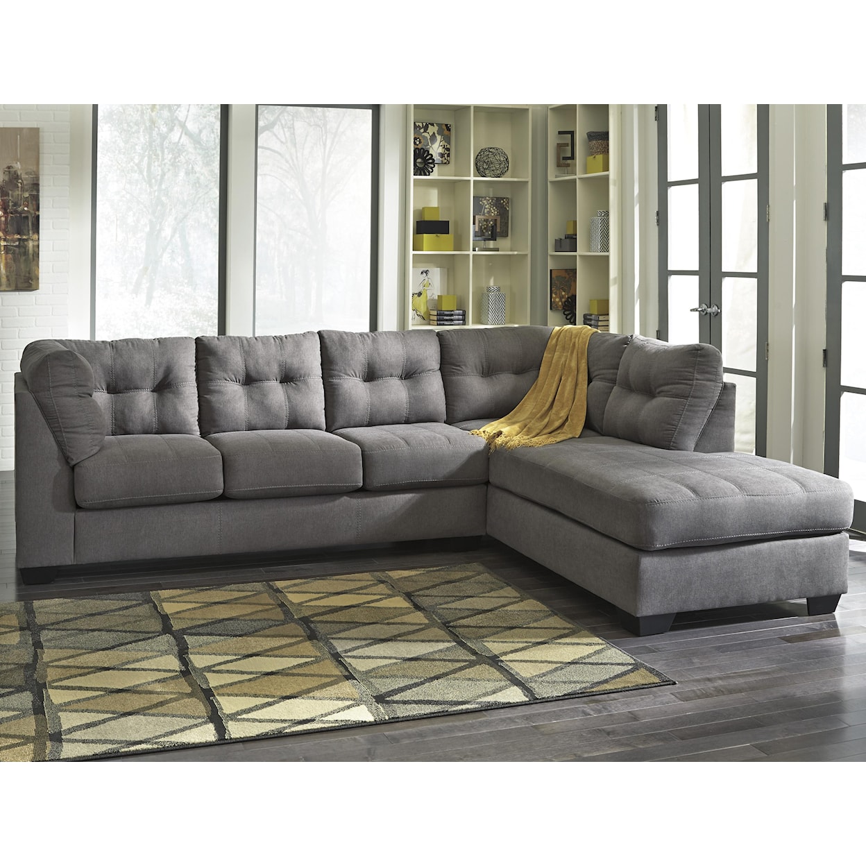 Benchcraft Maier - Charcoal 2-Piece Sectional with Right Chaise