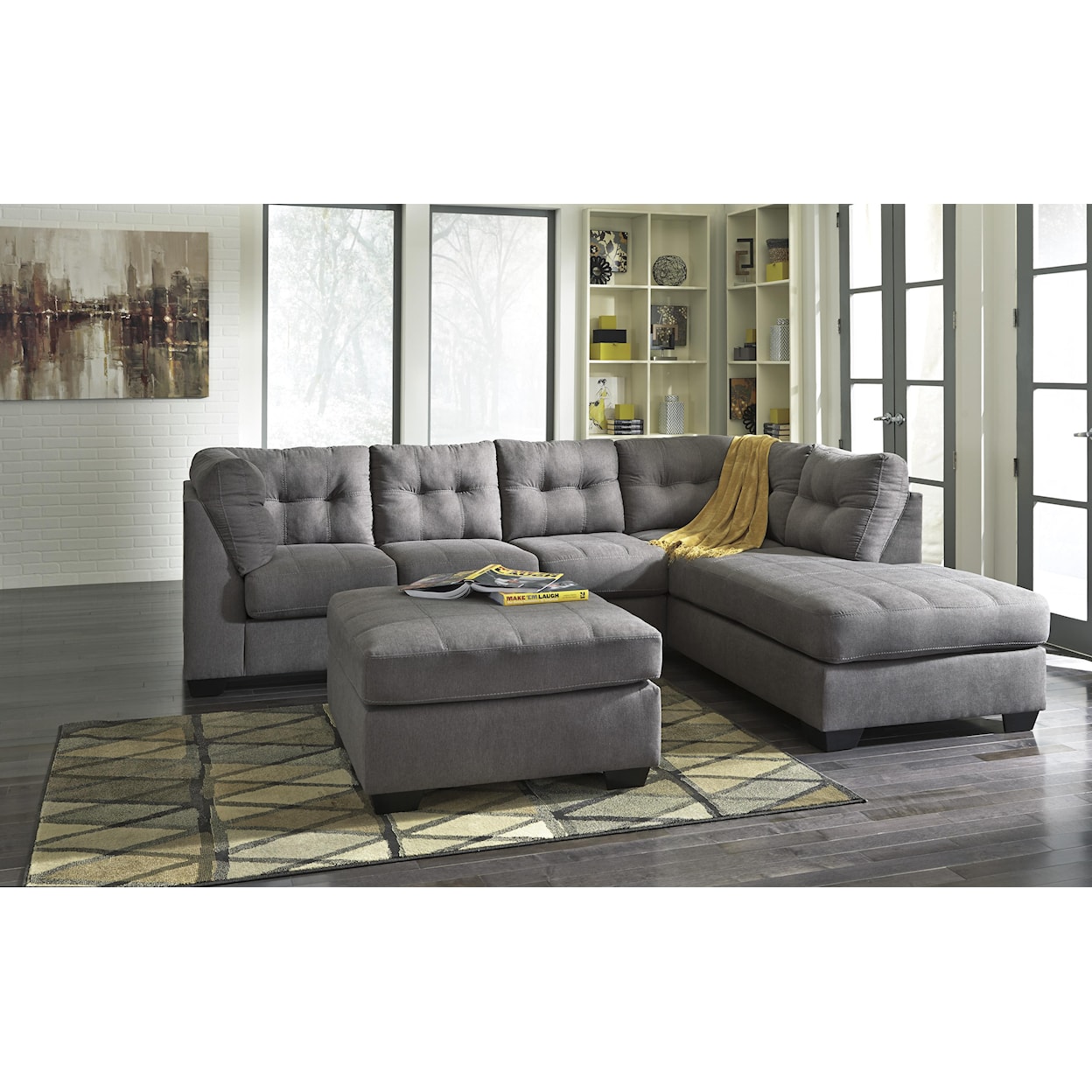 Benchcraft Maier - Charcoal 2-Piece Sectional with Right Chaise