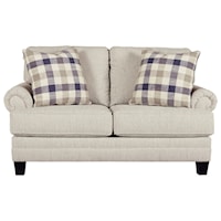 Loveseat with Rolled Arms with Pleats