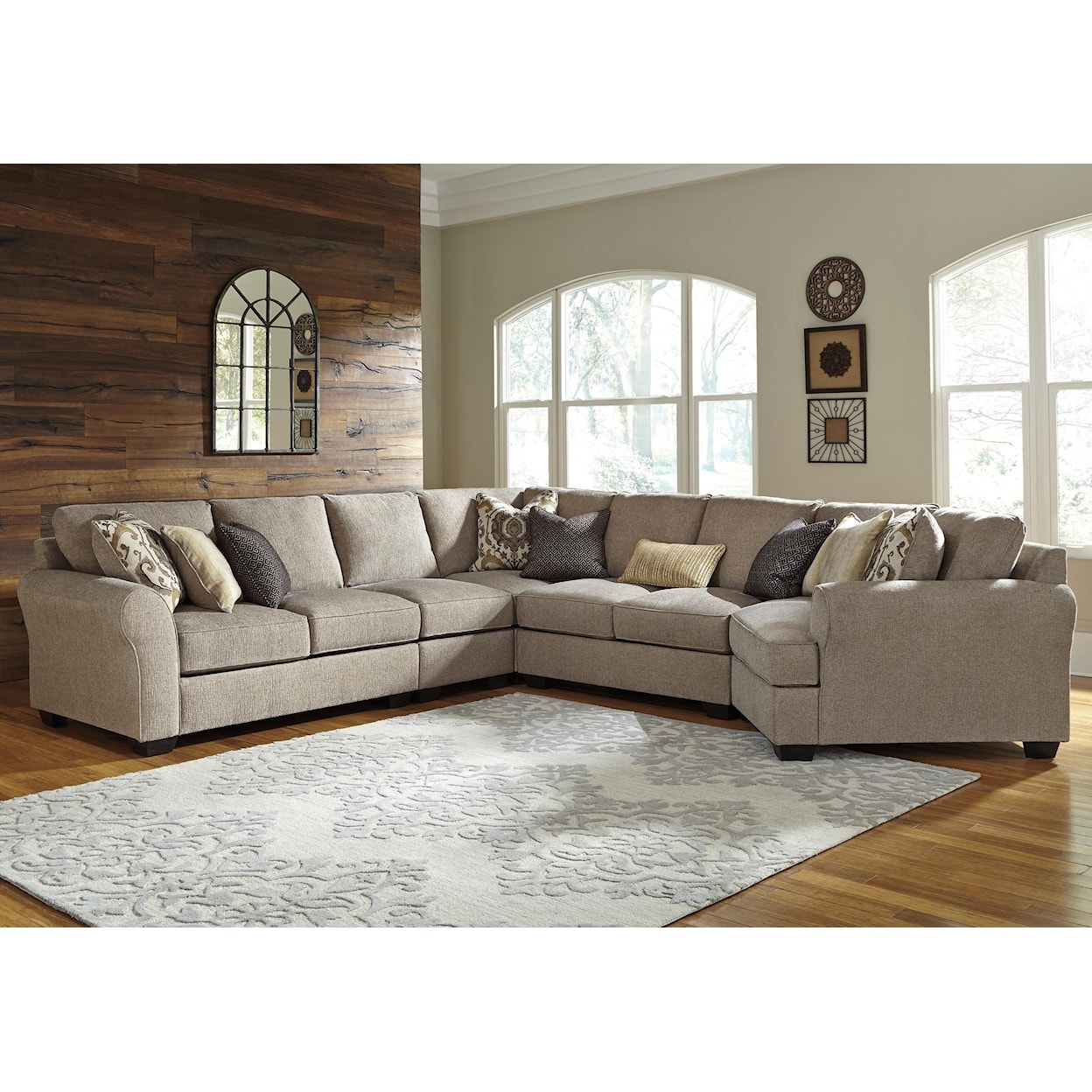 Benchcraft by Ashley Pantomine 5-Piece Sectional with Cuddler