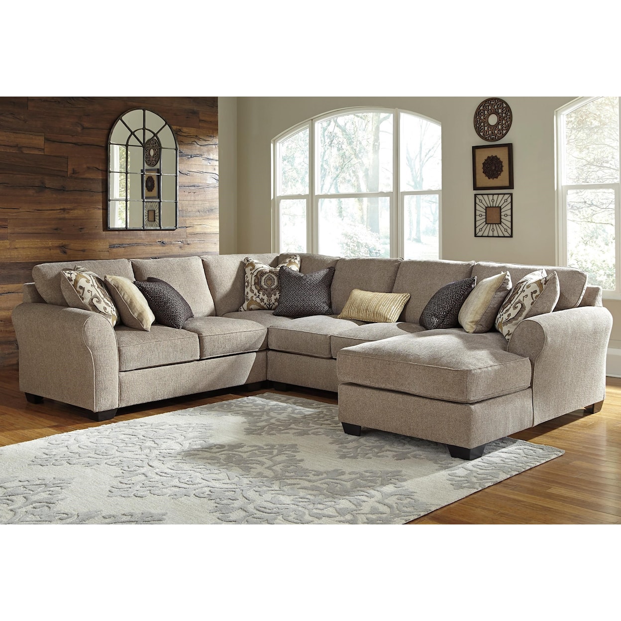 Ashley Furniture Benchcraft Pantomine 4-Piece Sectional with Chaise
