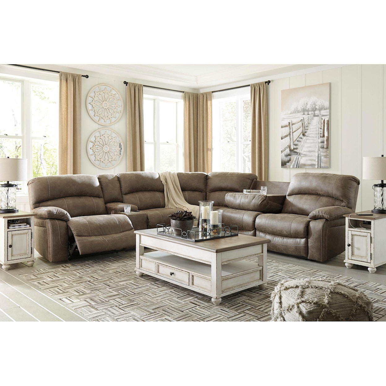 Benchcraft by Ashley Segburg 4-Piece Power Reclining Sectional