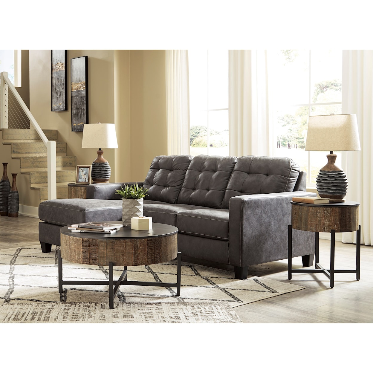 Ashley Furniture Benchcraft Venaldi Queen Sleeper Sofa with Chaise