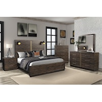 5 PC Bedroom Group with Speakers and USB in Queen Headboard