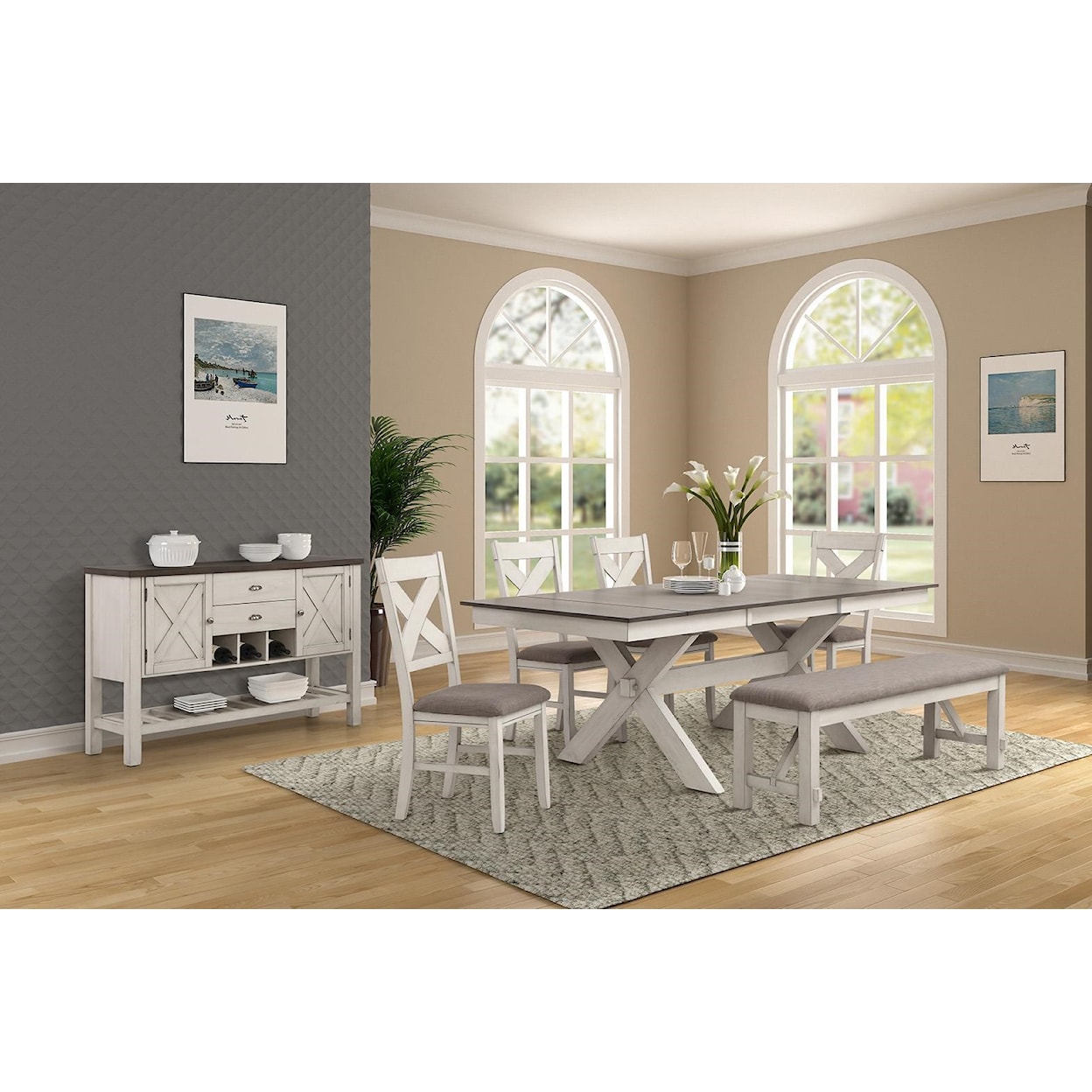Bernards Homestead Dining Table with End Leaves