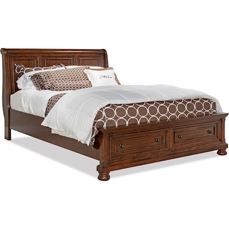 Queen Sleigh Bed with Storage Footboard