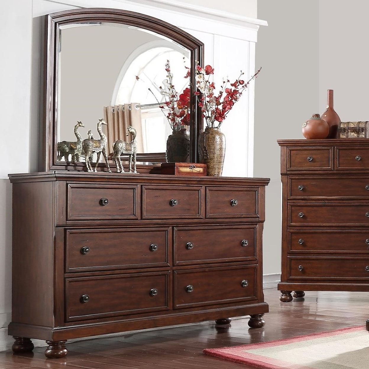 Bernards Prescott 7 Drawer Dresser & Mirror