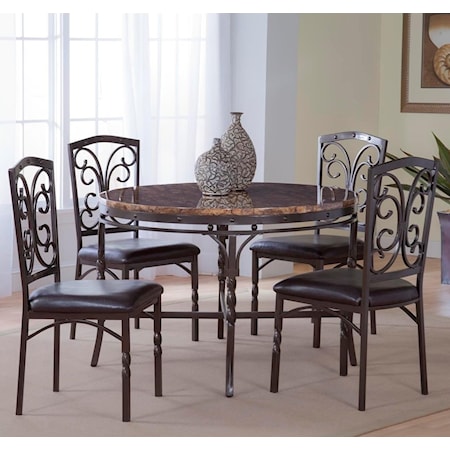 5-Piece Faux Marble Dinette Table Set