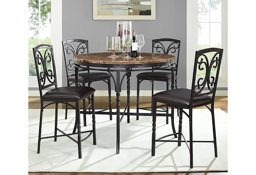 Tuscan 5-Piece Round Counter Table Set by Bernards at Westrich Furniture & Appliances