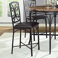Metal Counter Stool with Scroll Detail