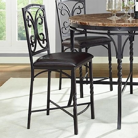 Metal Counter Stool with Scroll Detail