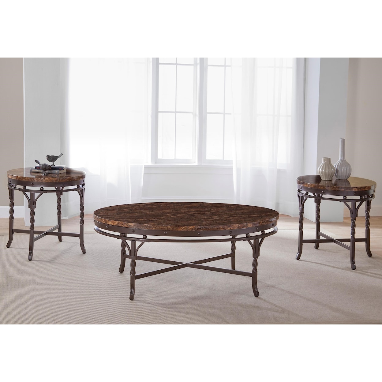 Bernards Tuscan Faux Marble 3-Pack Table Set