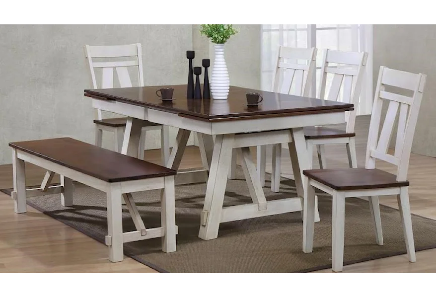 Winslow 6-Piece Table Set with Bench by Bernards at Royal Furniture