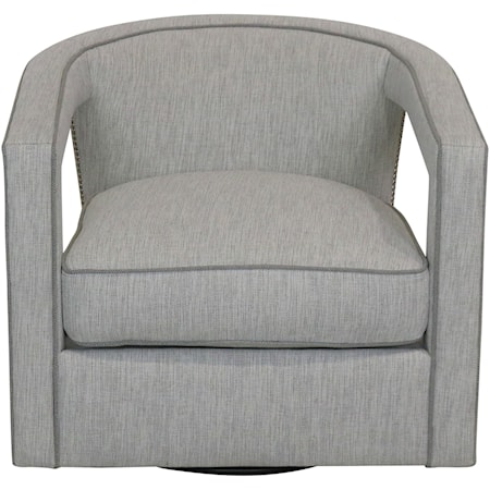Contemporary Swivel Chair with Nailheads