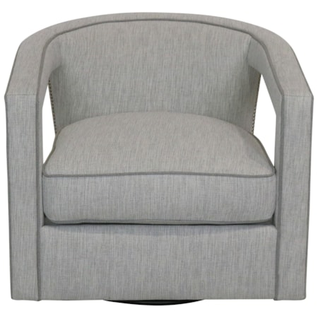 Contemporary Swivel Chair with Nailheads