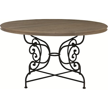 Round Dining Table with Metal Base