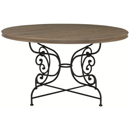 Round Dining Table with Metal Base