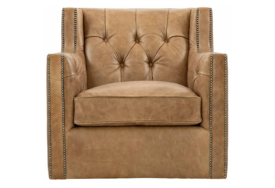 Candace Swivel Chair with Nail Head Trim by Bernhardt at Janeen's Furniture Gallery