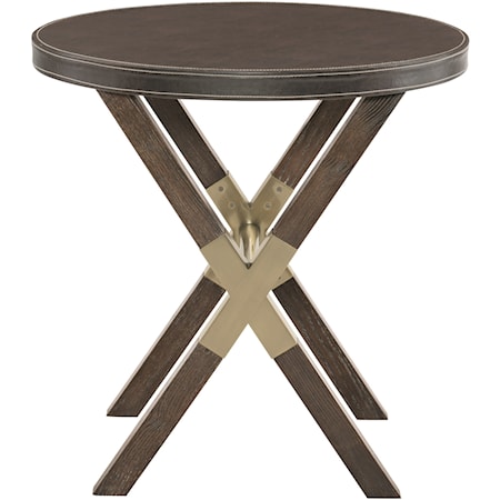 Round End Table with X BAse