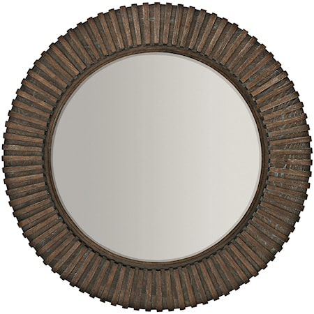 Round Mirror with Ribbed Frame