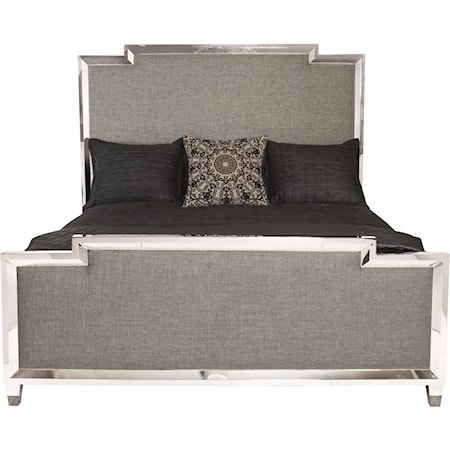 King Metal Upholstered Panel Bed