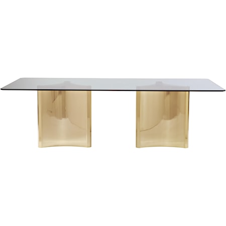Metal Dining Table with Glass Top