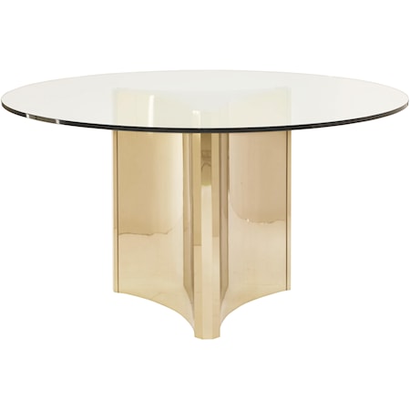 Round Metal Dining Table with Glass Top