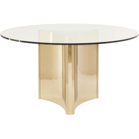 Round Metal Dining Table with Glass Top