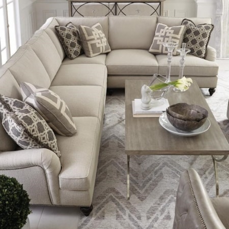 Custom 5 Seat Sectional with Flared Arms